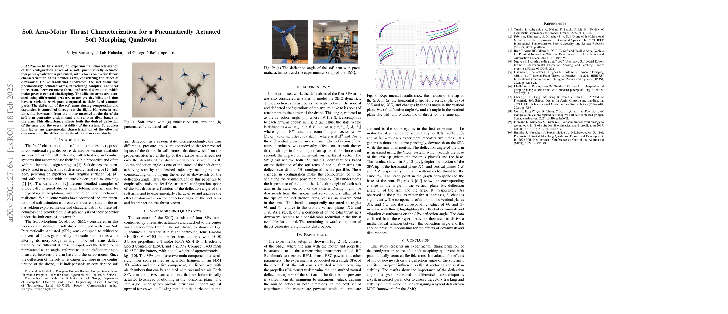 Thumbnail for Soft Arm-Motor Thrust Characterization for a Pneumatically Actuated Soft
  Morphing Quadrotor