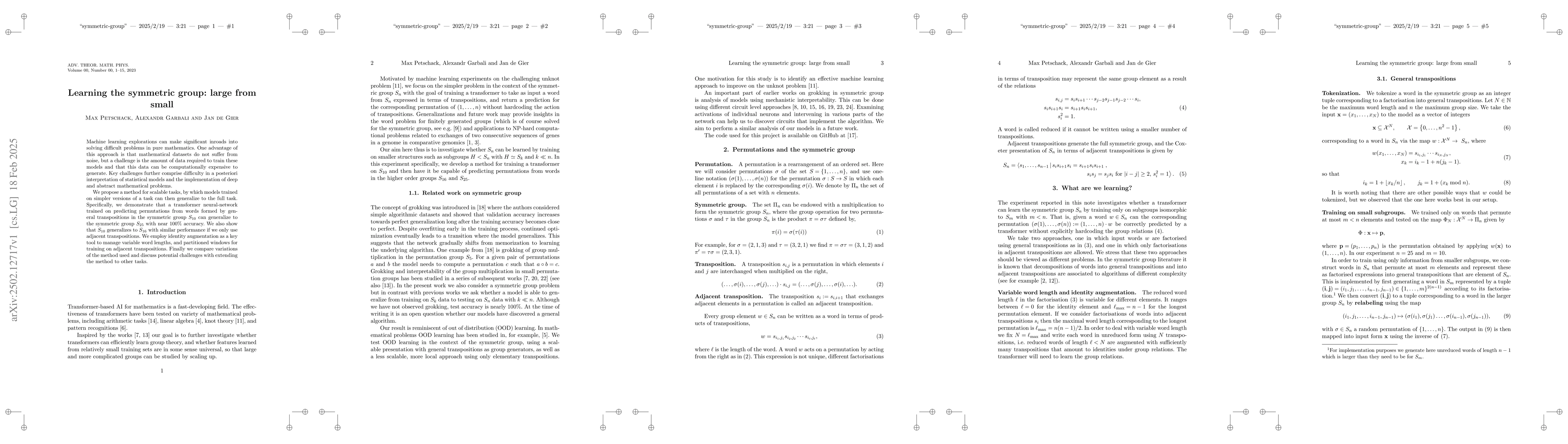 Thumbnail for Learning the symmetric group: large from small