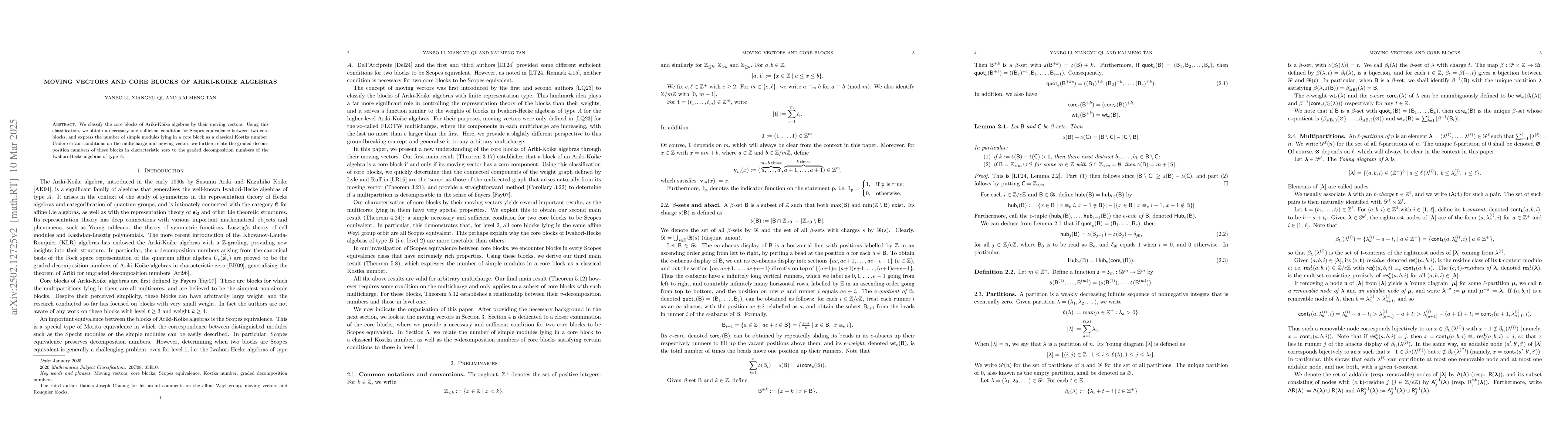 Thumbnail for Moving vectors and core blocks of Ariki-Koike algebras
