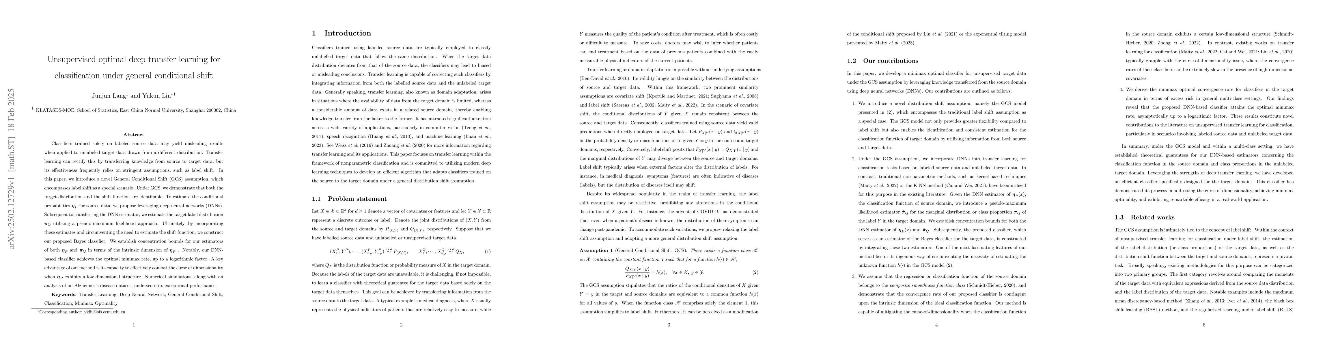 Thumbnail for Unsupervised optimal deep transfer learning for classification under
  general conditional shift