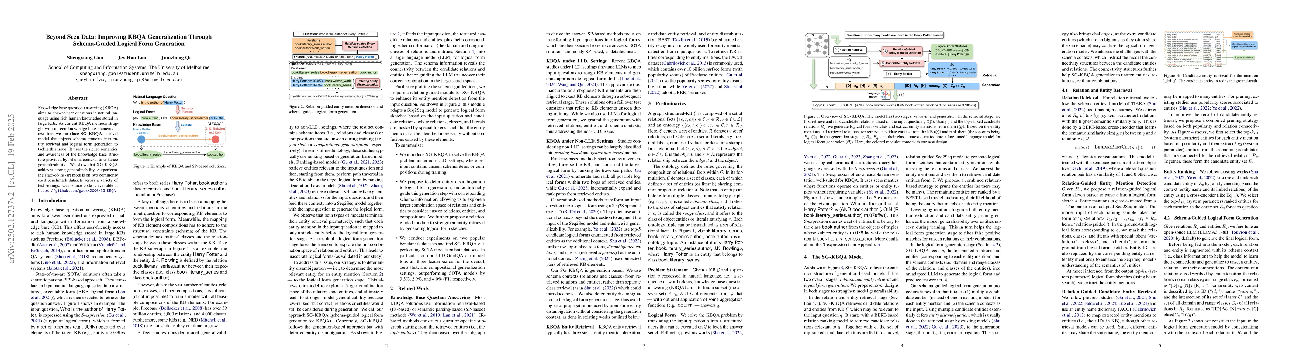 Thumbnail for Beyond Seen Data: Improving KBQA Generalization Through Schema-Guided
  Logical Form Generation