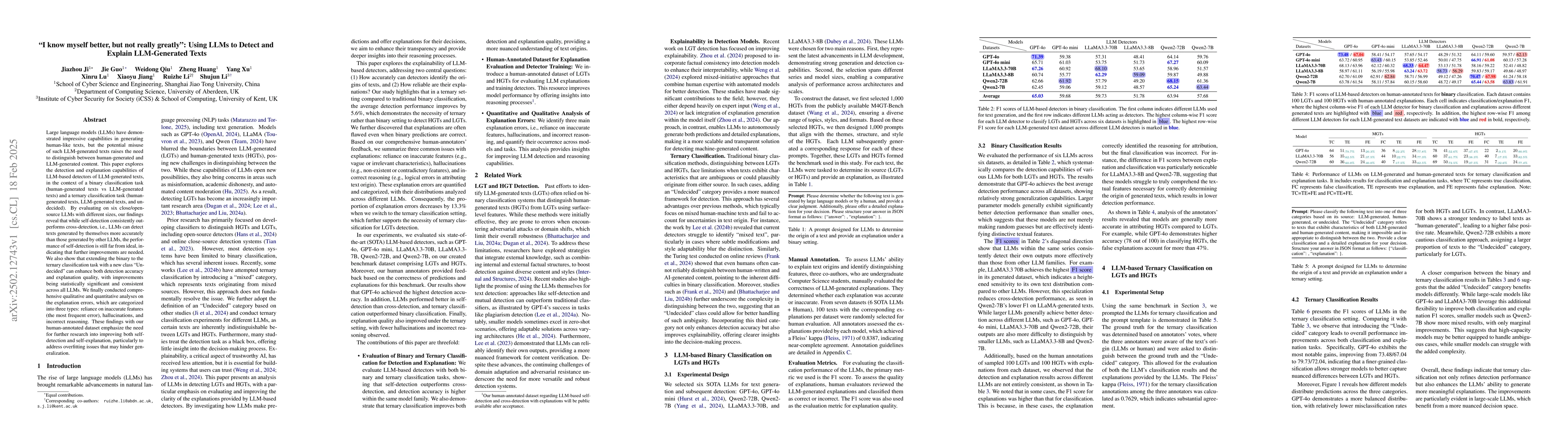 Thumbnail for "I know myself better, but not really greatly": Using LLMs to Detect and
  Explain LLM-Generated Texts