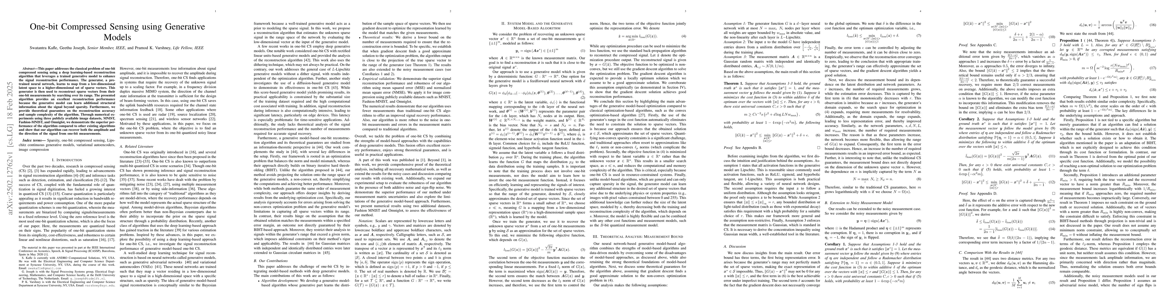 Thumbnail for One-bit Compressed Sensing using Generative Models