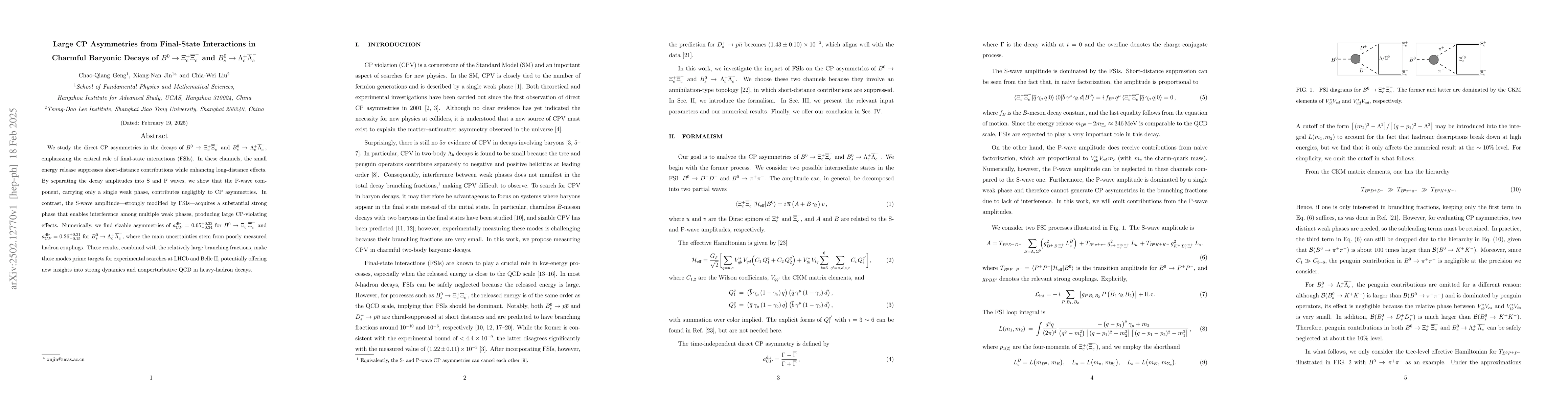 Thumbnail for Large CP Asymmetries from Final-State Interactions in Charmful Baryonic
  Decays of $B^0 \to Ξ_c^+ \overlineΞ_c^-$ and $B_s^0 \to Λ_c^+
  \overlineΛ_c^-$