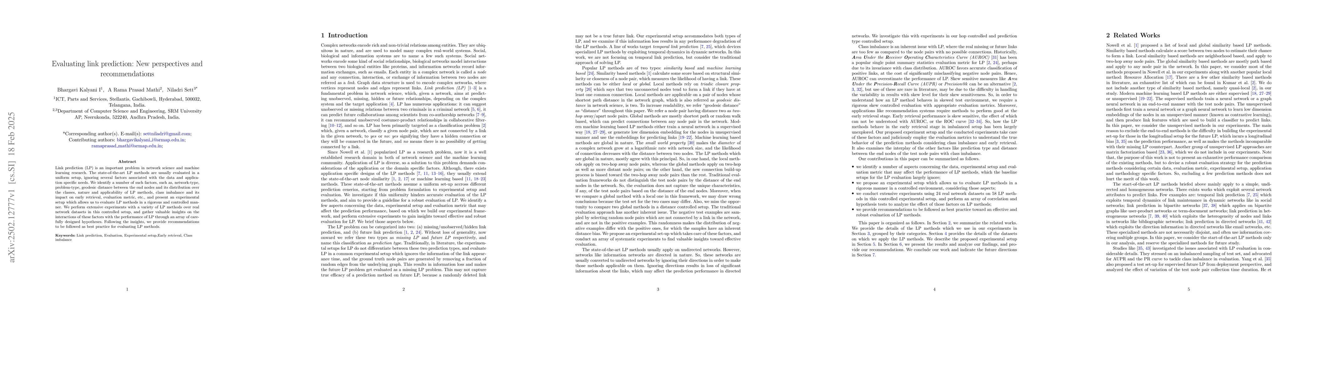 Thumbnail for Evaluating link prediction: New perspectives and recommendations