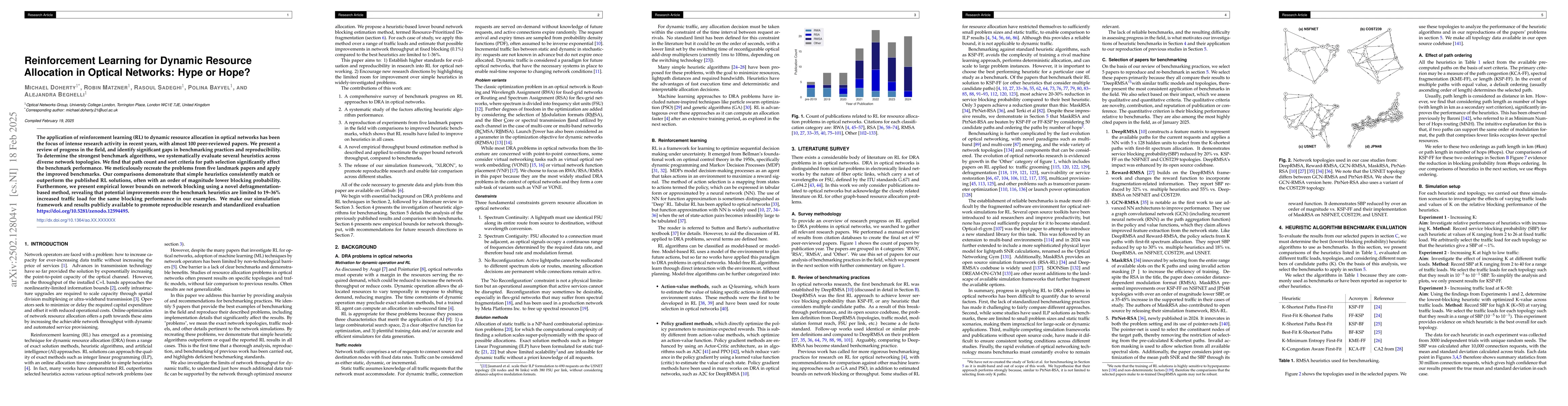 Thumbnail for Reinforcement Learning for Dynamic Resource Allocation in Optical
  Networks: Hype or Hope?