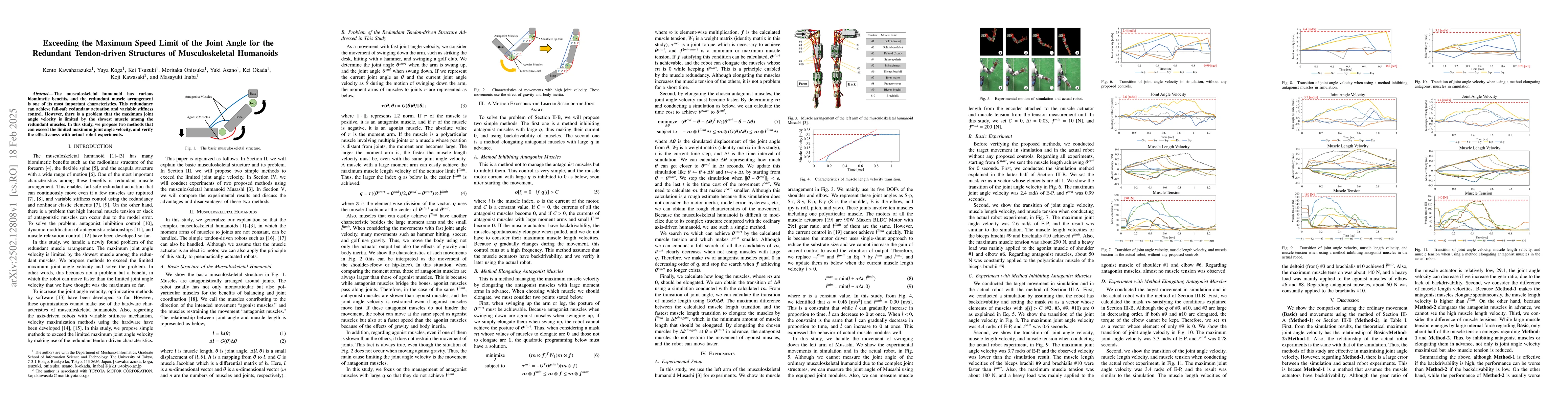Thumbnail for Exceeding the Maximum Speed Limit of the Joint Angle for the Redundant
  Tendon-driven Structures of Musculoskeletal Humanoids
