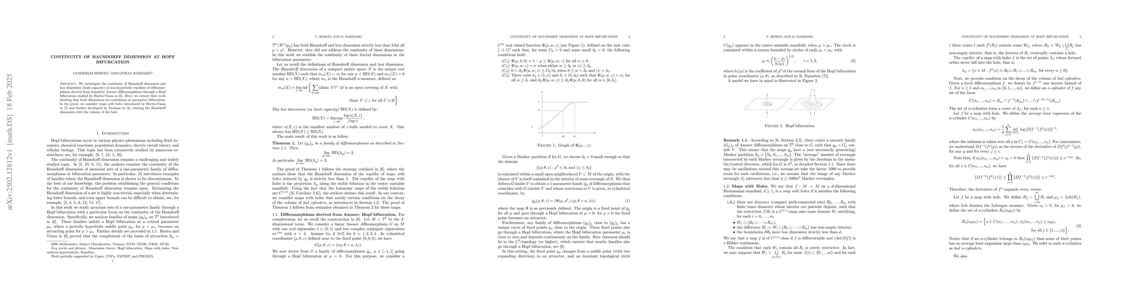 Thumbnail for Continuity of Hausdorff Dimension at Hopf Bifurcation