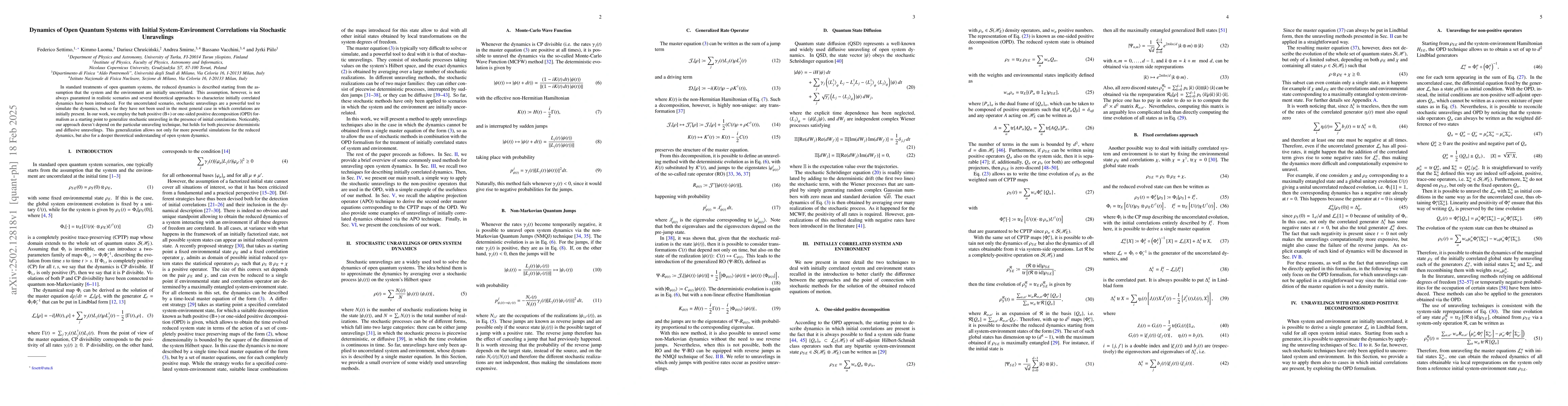 Thumbnail for Dynamics of Open Quantum Systems with Initial System-Environment
  Correlations via Stochastic Unravelings
