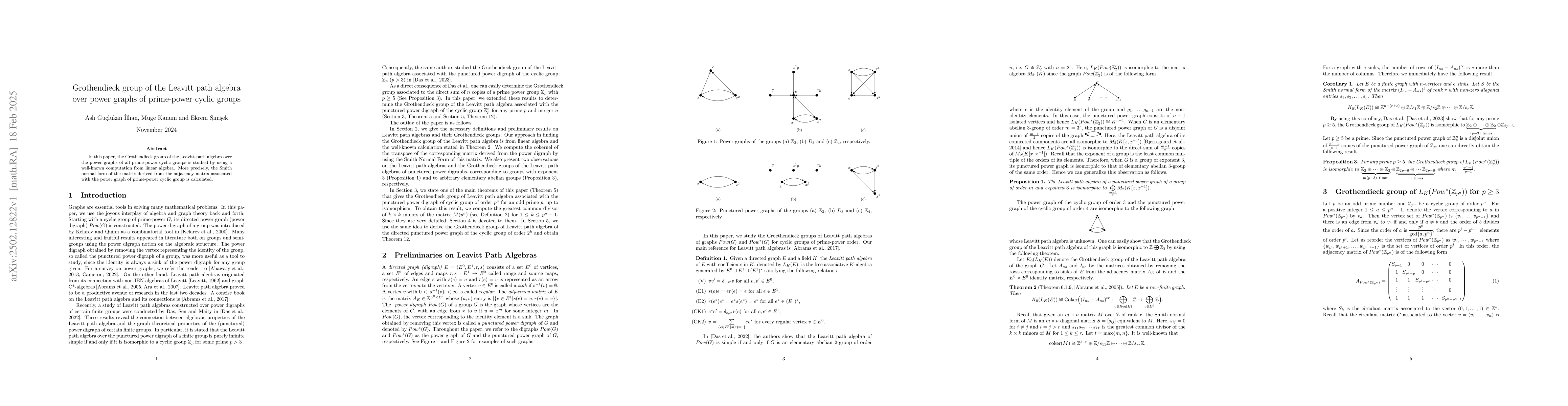Thumbnail for Grothendieck group of the Leavitt path algebra over power graphs of
  prime-power cyclic groups