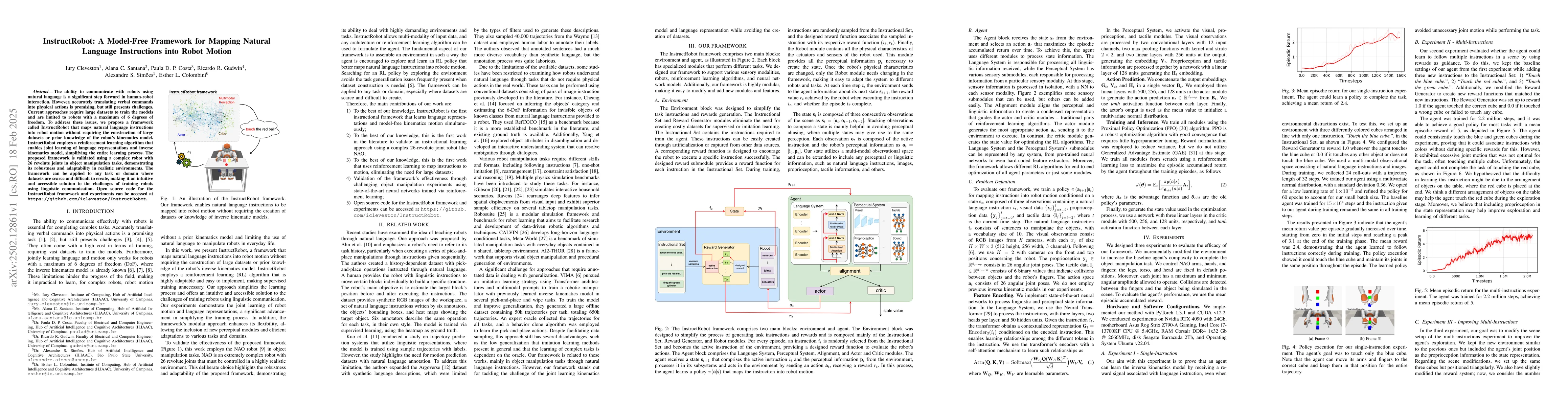 Thumbnail for InstructRobot: A Model-Free Framework for Mapping Natural Language
  Instructions into Robot Motion
