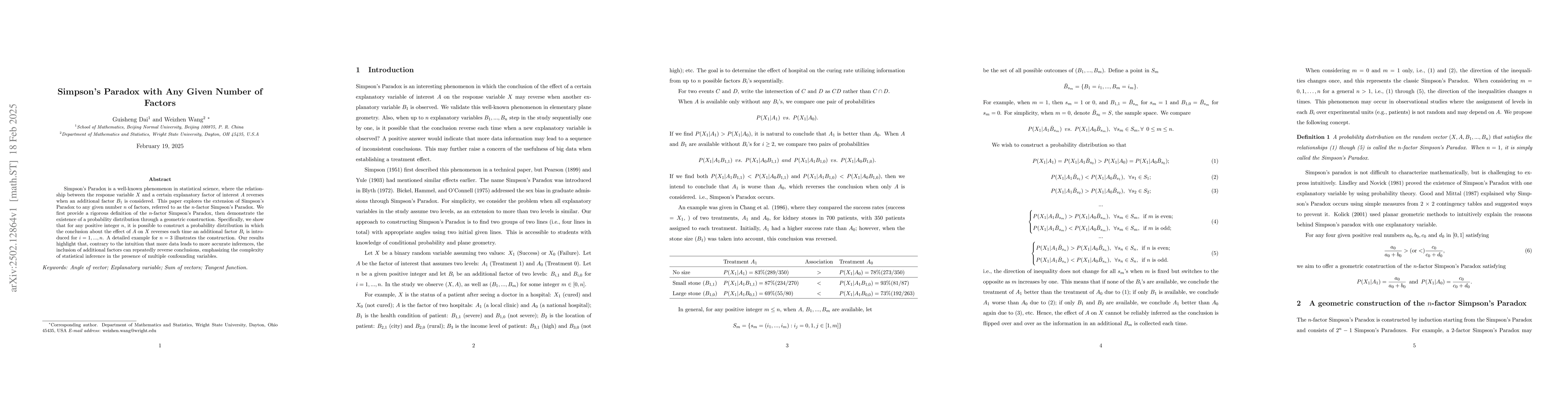 Thumbnail for Simpson's Paradox with Any Given Number of Factors