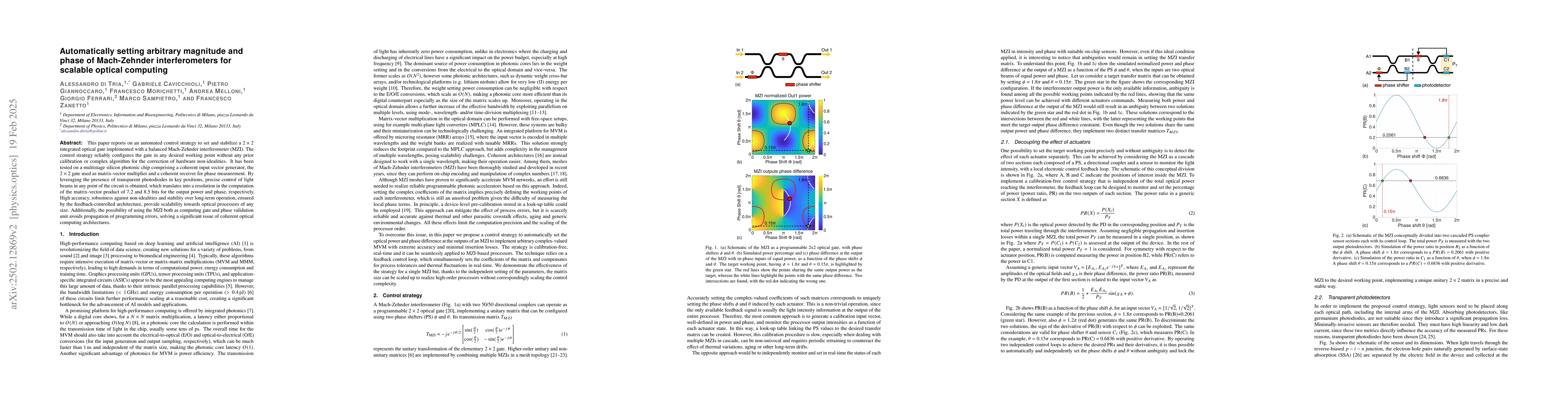 Thumbnail for Automatically setting arbitrary magnitude and phase of Mach-Zehnder
  interferometers for scalable optical computing