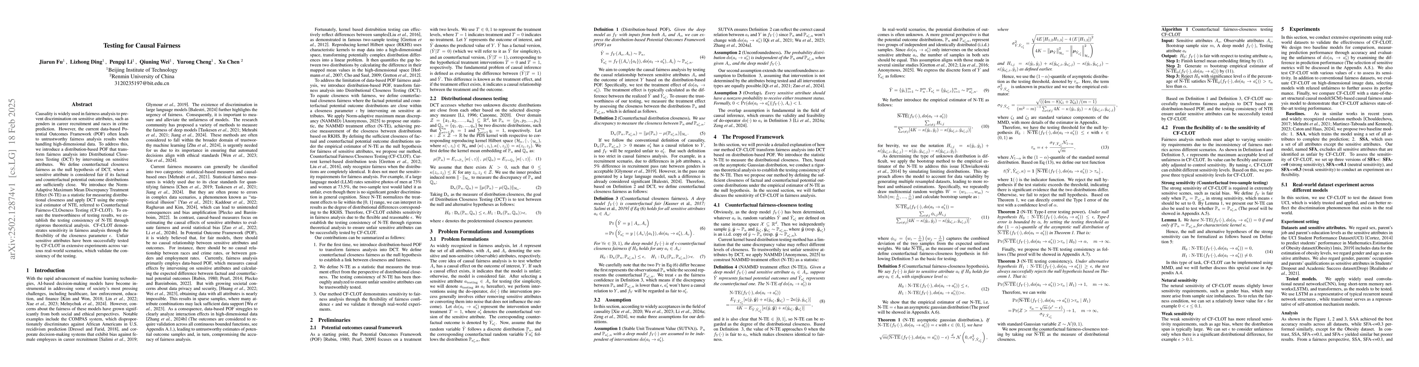 Thumbnail for Testing for Causal Fairness