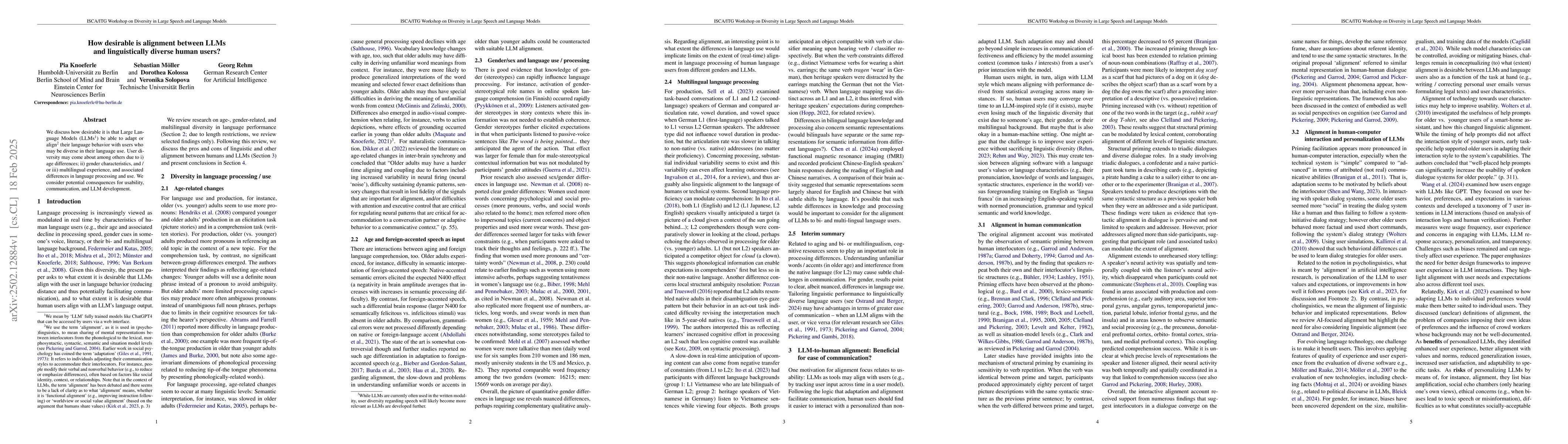 Thumbnail for How desirable is alignment between LLMs and linguistically diverse human
  users?