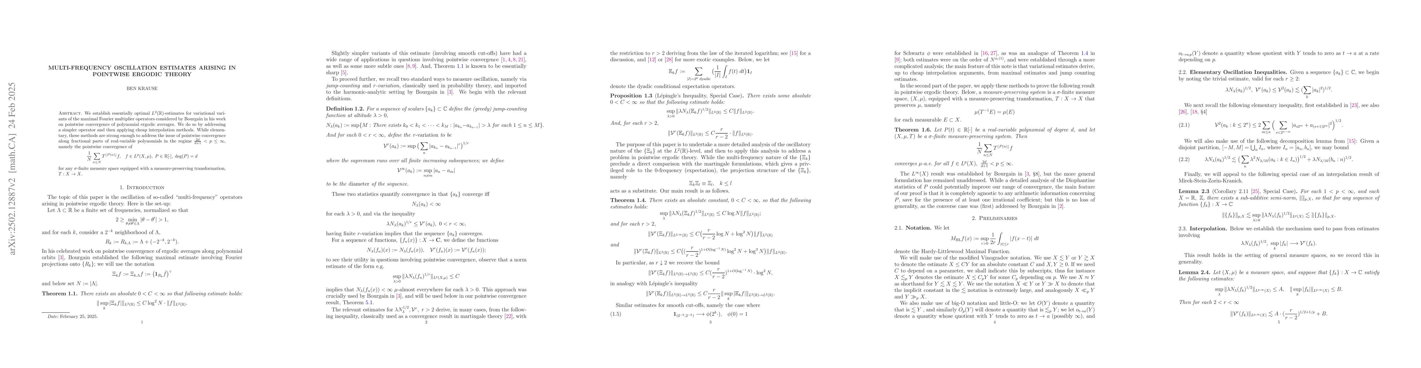 Thumbnail for Multi-Frequency Oscillation Estimates Arising in Pointwise Ergodic
  Theory