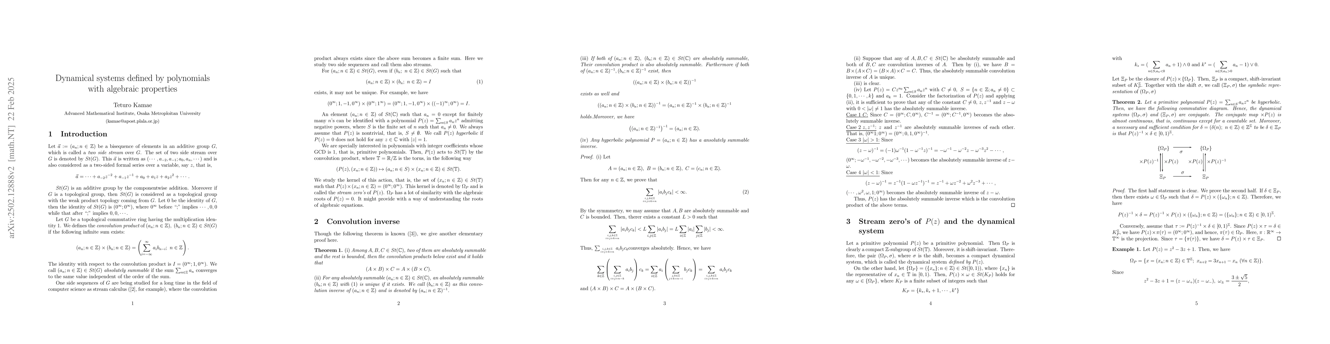 Thumbnail for Dynamical systems defined by polynomials with algebraic properties