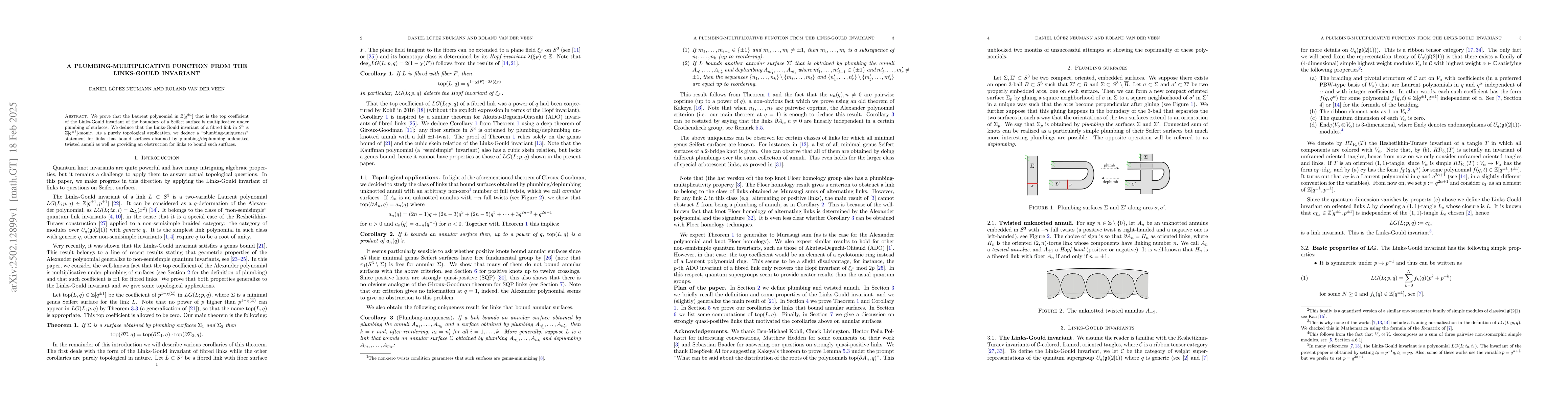 Thumbnail for A plumbing-multiplicative function from the Links-Gould invariant