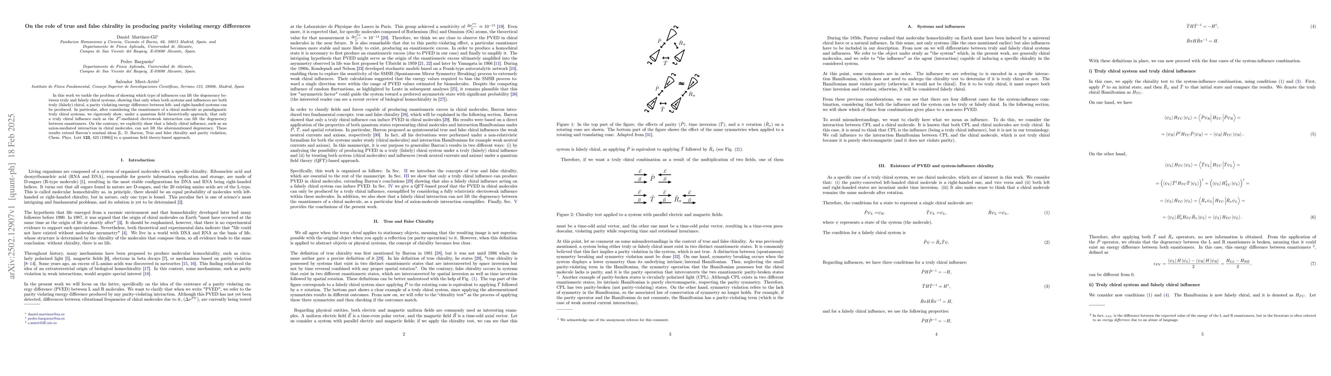 Thumbnail for On the role of true and false chirality in producing parity violating
  energy differences