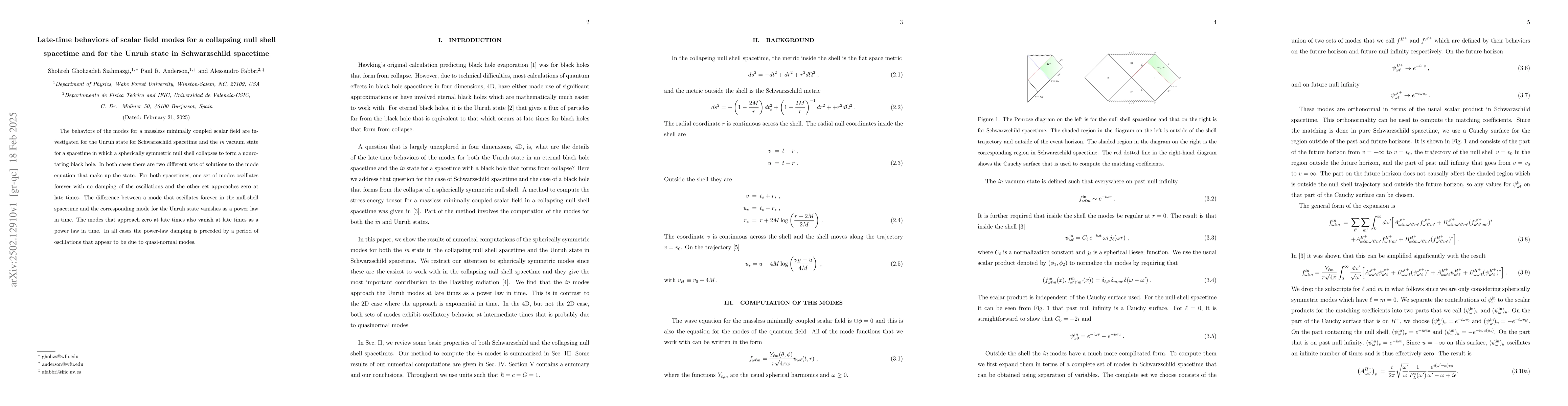 Thumbnail for Late-time behaviors of scalar field modes for a collapsing null shell
  spacetime and for the Unruh state in Schwarzschild spacetime