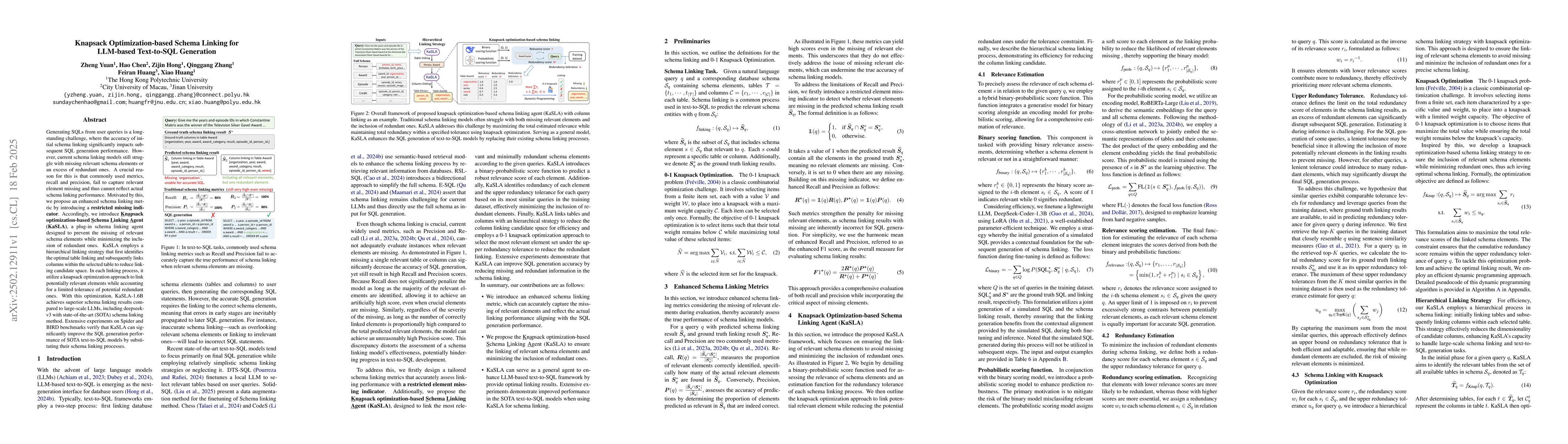 Thumbnail for Knapsack Optimization-based Schema Linking for LLM-based Text-to-SQL
  Generation