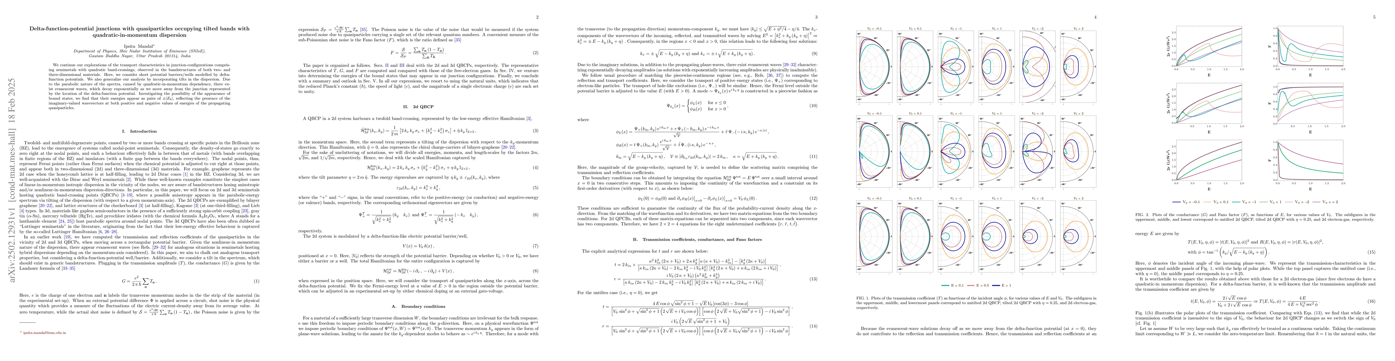 Thumbnail for Delta-function-potential junctions with quasiparticles occupying tilted
  bands with quadratic-in-momentum dispersion