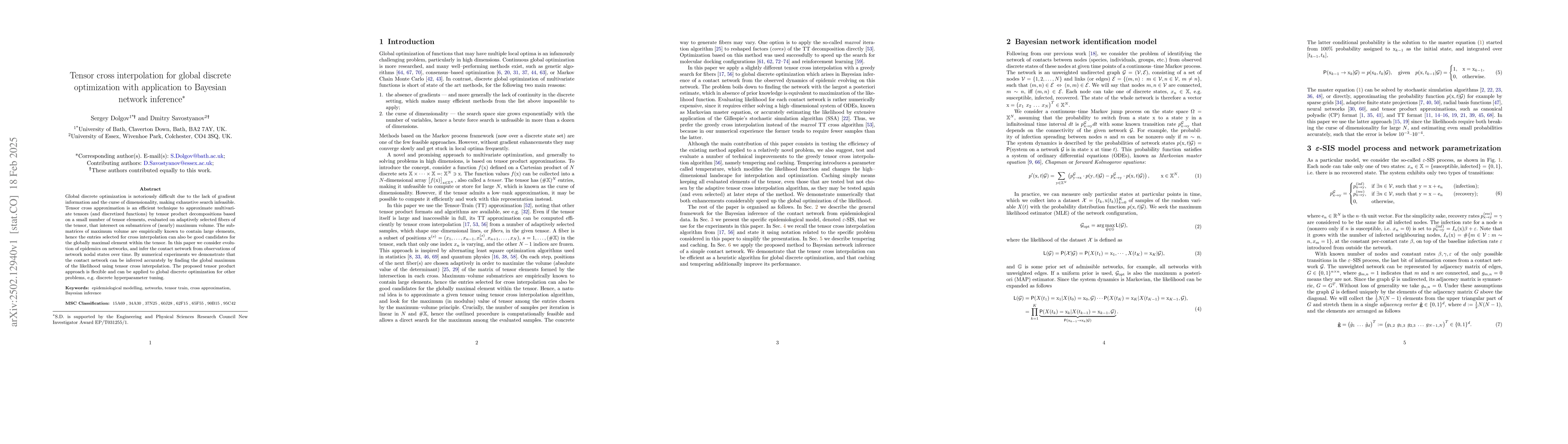 Thumbnail for Tensor cross interpolation for global discrete optimization with
  application to Bayesian network inference