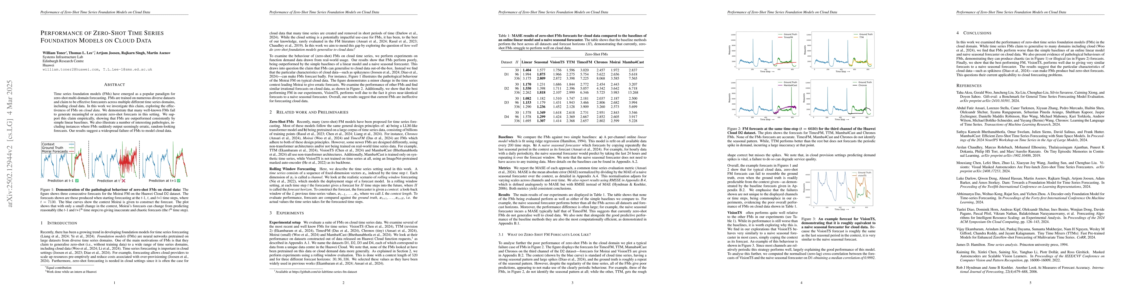 Thumbnail for Performance of Zero-Shot Time Series Foundation Models on Cloud Data