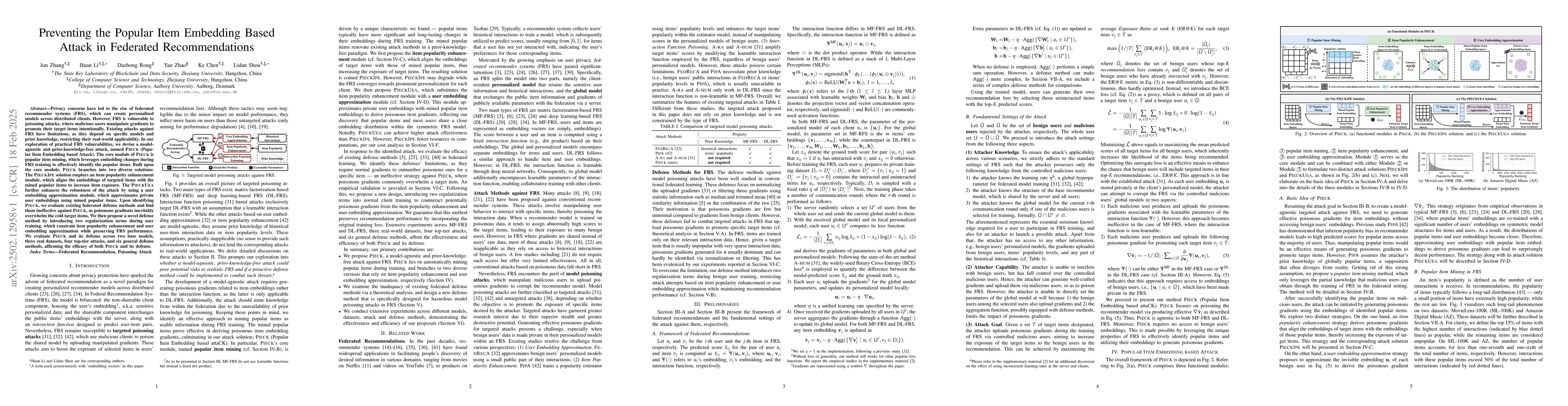 Thumbnail for Preventing the Popular Item Embedding Based Attack in Federated
  Recommendations