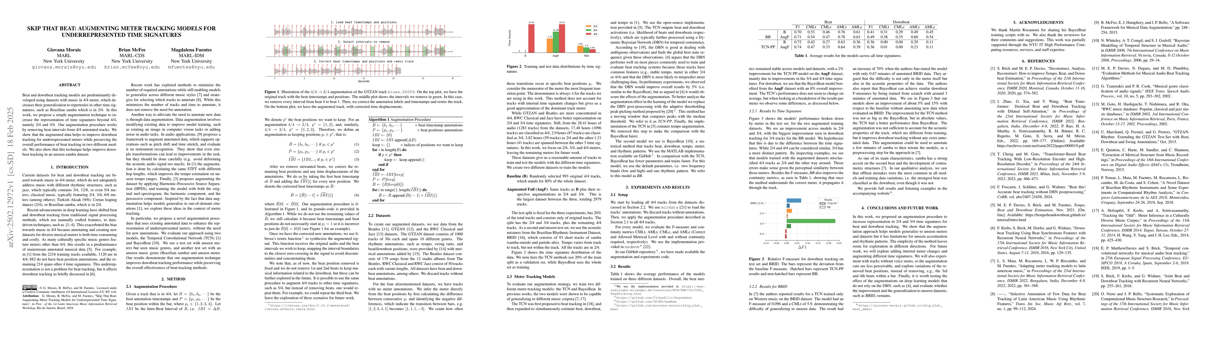 Thumbnail for Skip That Beat: Augmenting Meter Tracking Models for Underrepresented
  Time Signatures