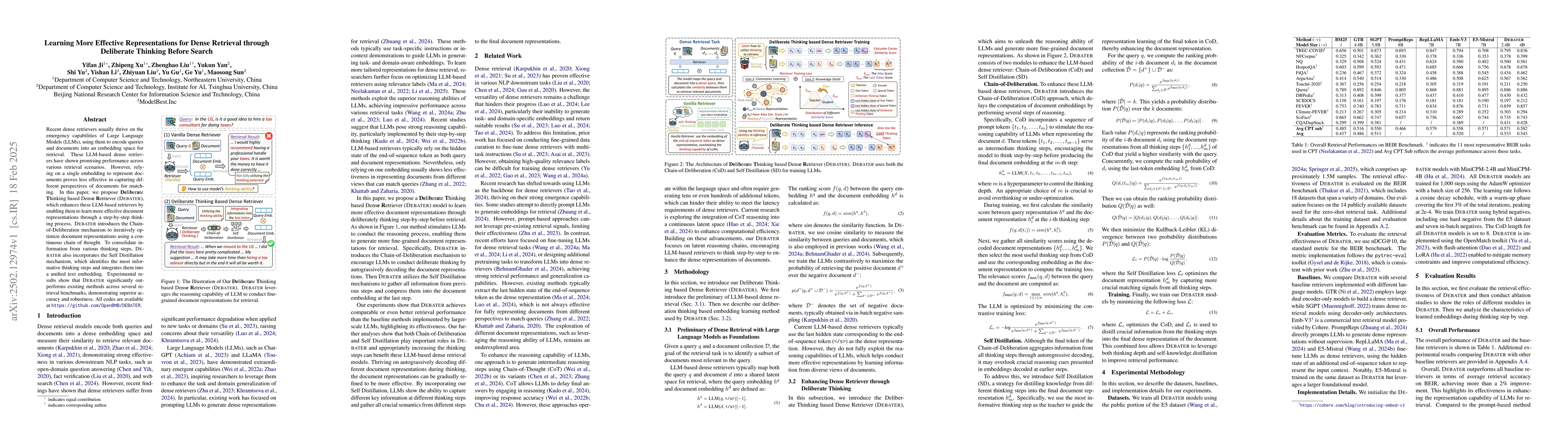Thumbnail for Learning More Effective Representations for Dense Retrieval through
  Deliberate Thinking Before Search