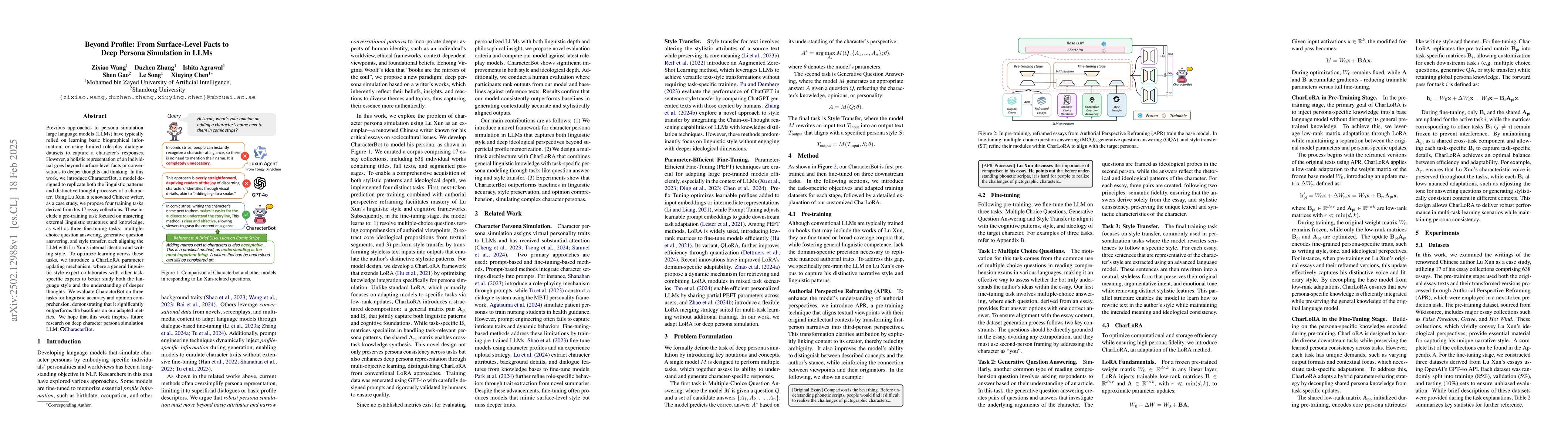 Thumbnail for Beyond Profile: From Surface-Level Facts to Deep Persona Simulation in
  LLMs