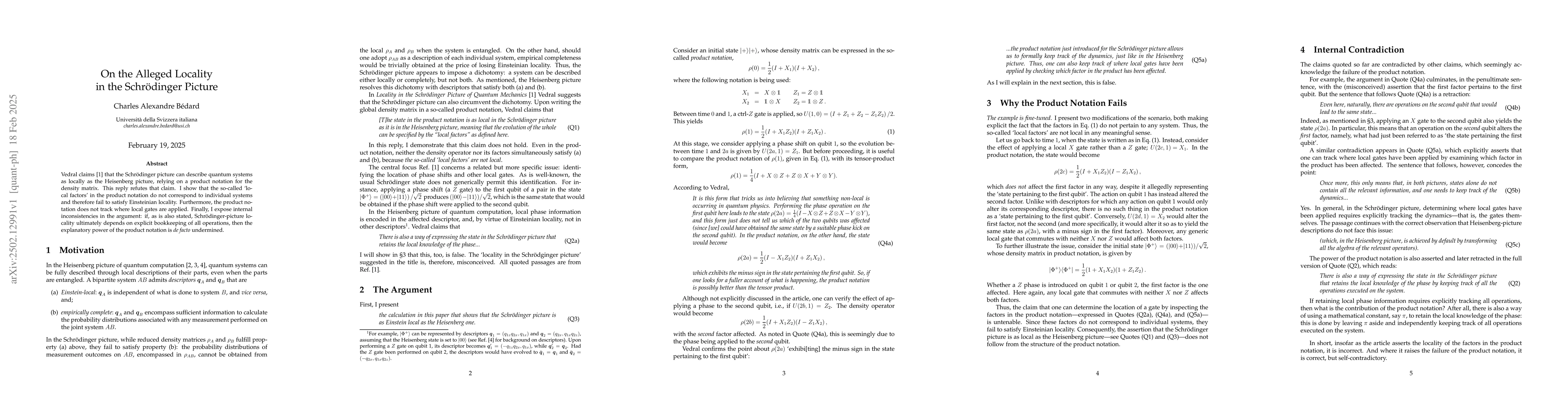 Thumbnail for On the Alleged Locality in the Schrödinger Picture