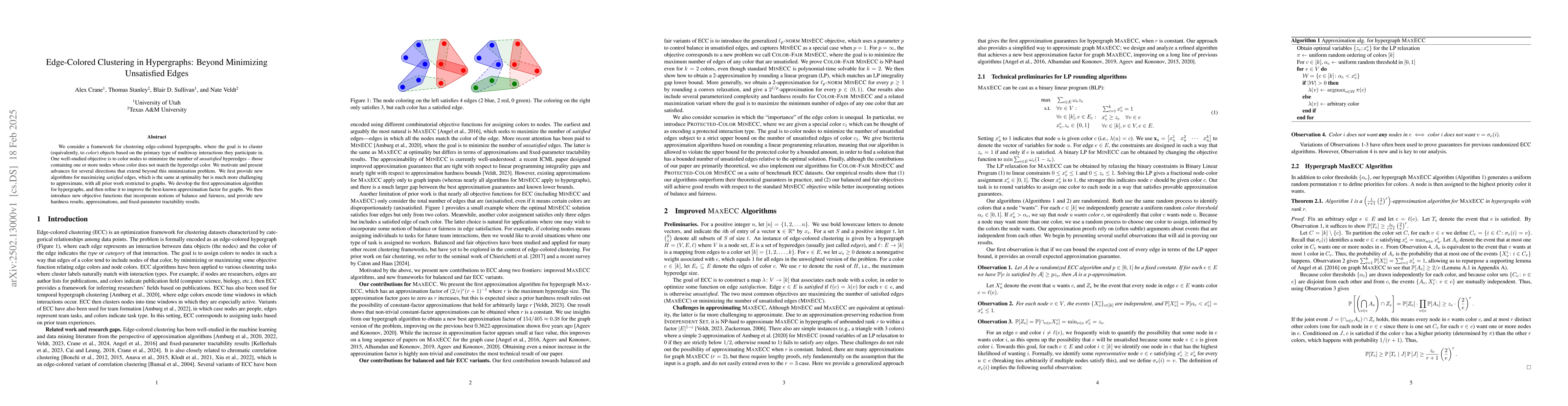 Thumbnail for Edge-Colored Clustering in Hypergraphs: Beyond Minimizing Unsatisfied
  Edges
