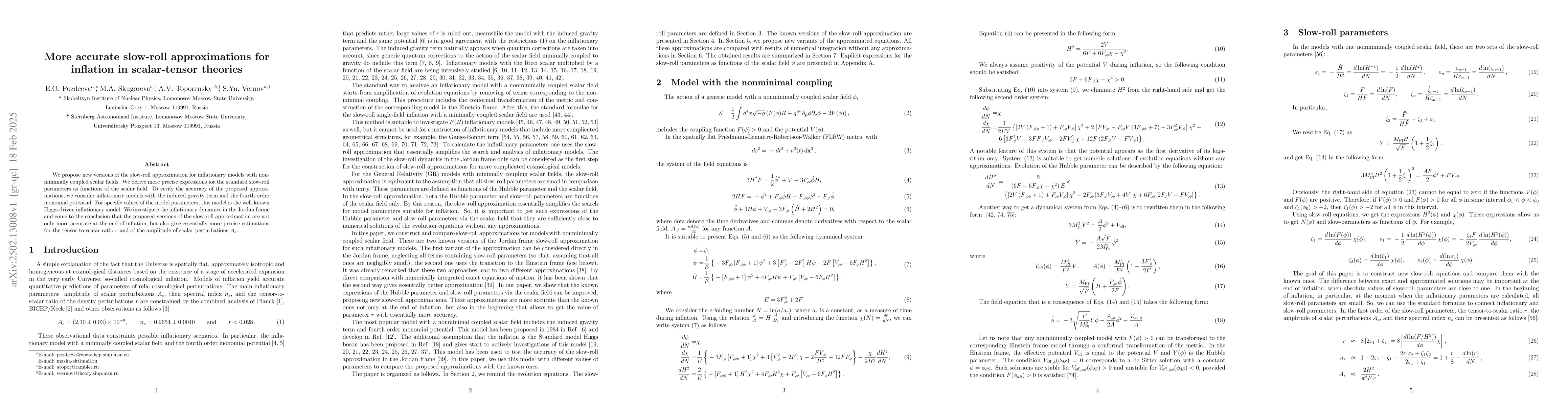 Thumbnail for More accurate slow-roll approximations for inflation in scalar-tensor
  theories
