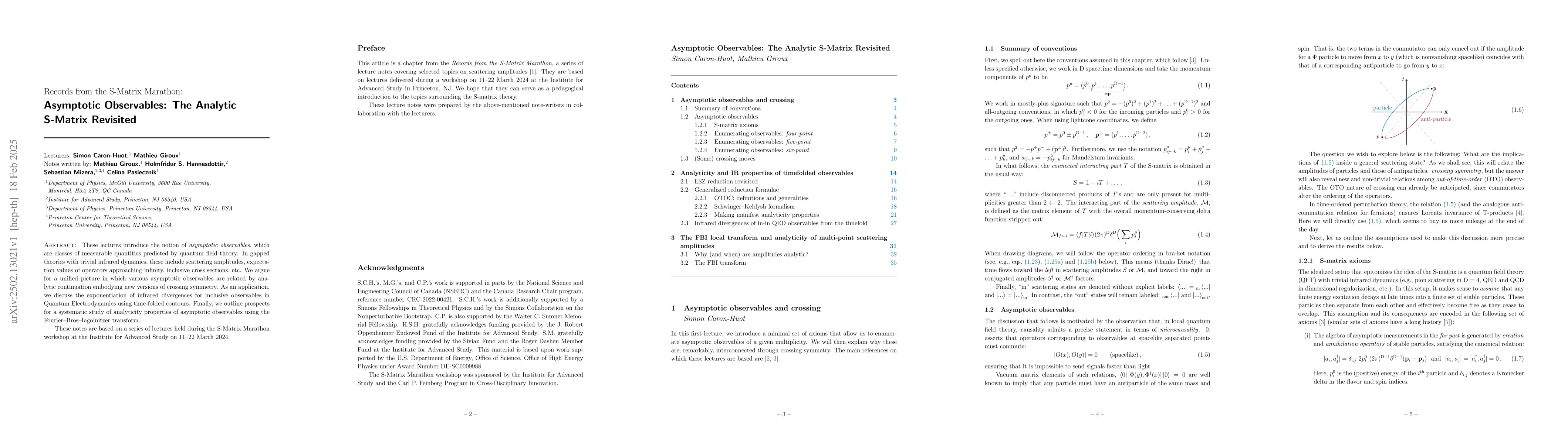 Thumbnail for Records from the S-Matrix Marathon: Asymptotic Observables