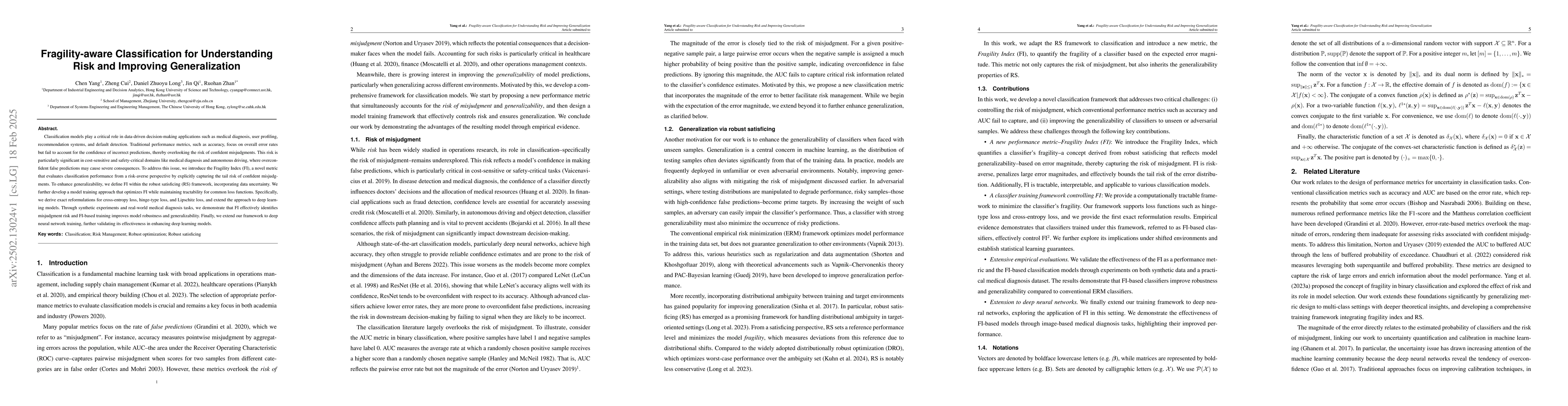 Thumbnail for Fragility-aware Classification for Understanding Risk and Improving
  Generalization