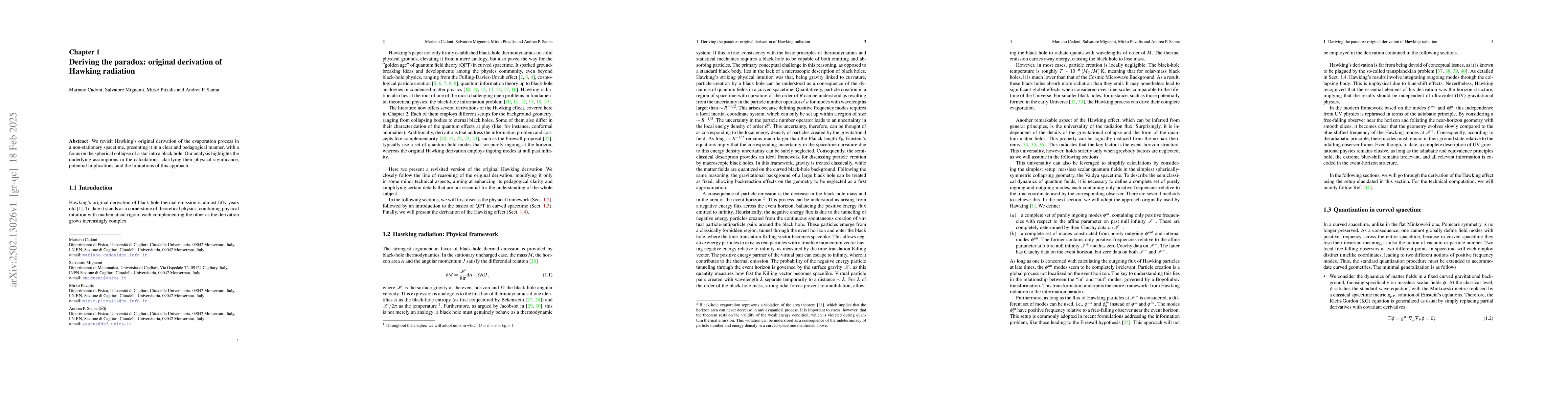 Thumbnail for Deriving the paradox: original derivation of Hawking radiation