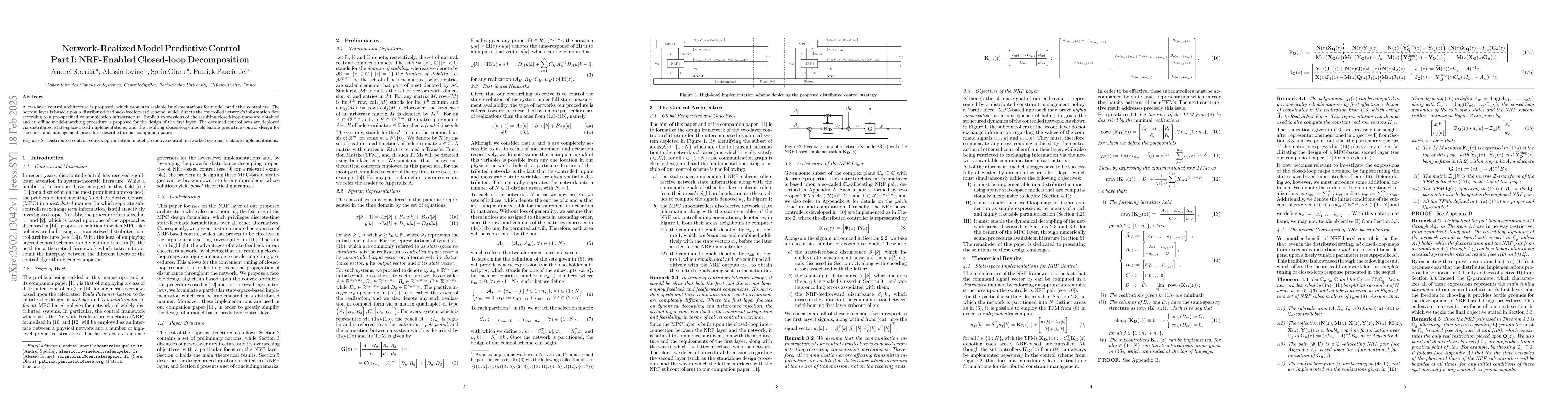 Thumbnail for Network-Realized Model Predictive Control Part I: NRF-Enabled
  Closed-loop Decomposition