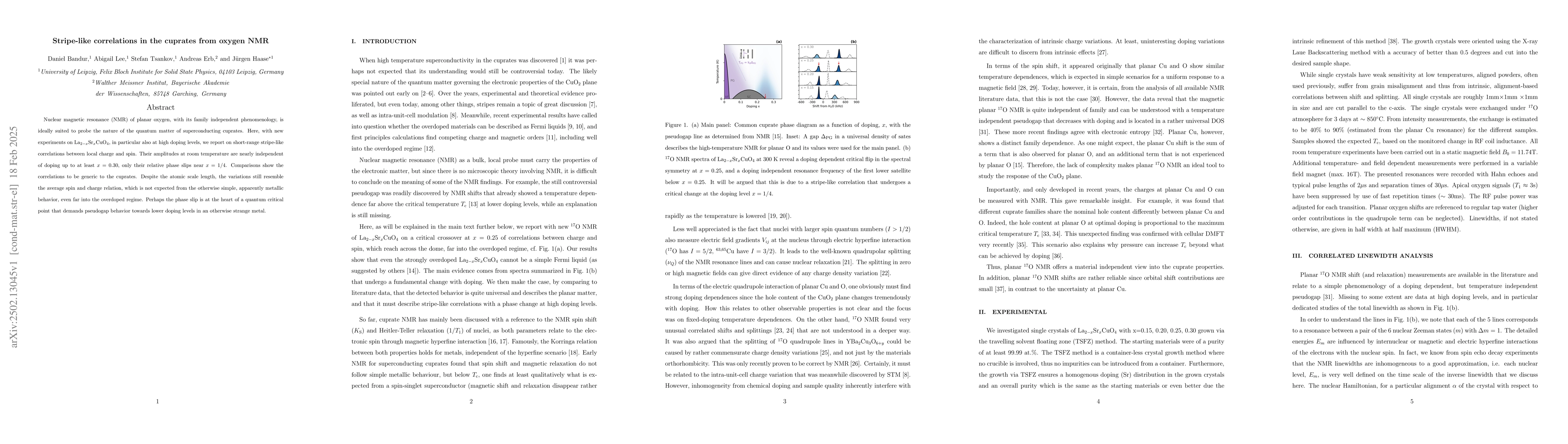 Thumbnail for Stripe-like correlations in the cuprates from oxygen NMR
