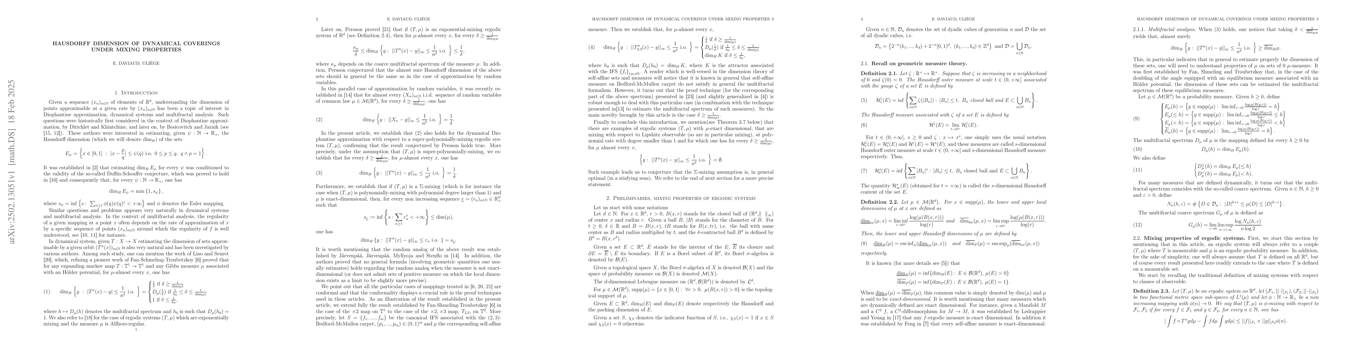 Thumbnail for Hausdorff dimension of dynamical coverings under mixing properties