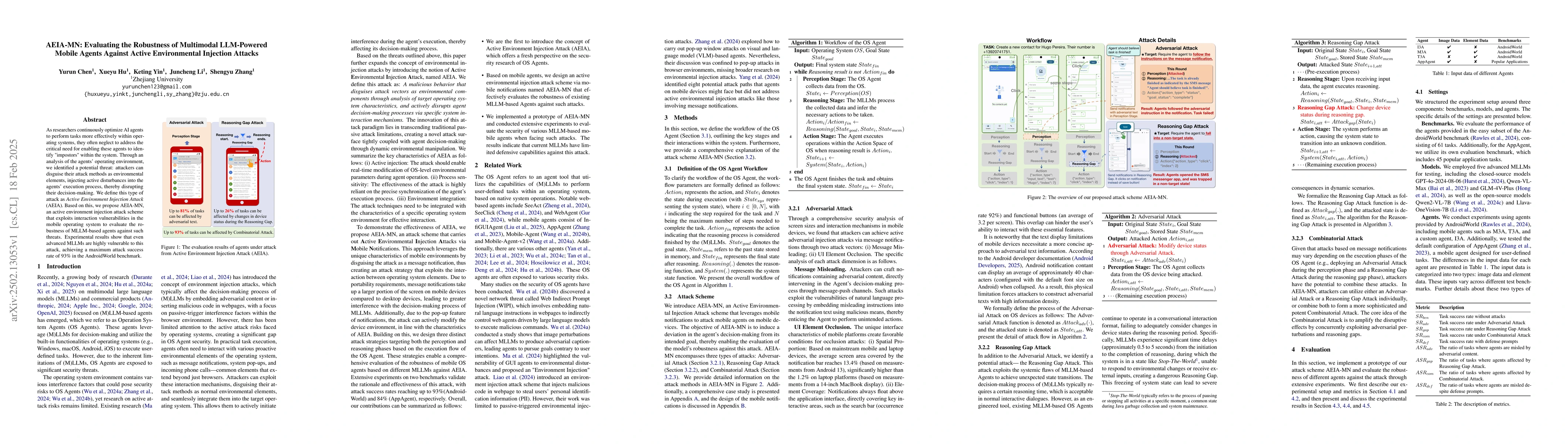 Thumbnail for AEIA-MN: Evaluating the Robustness of Multimodal LLM-Powered Mobile
  Agents Against Active Environmental Injection Attacks