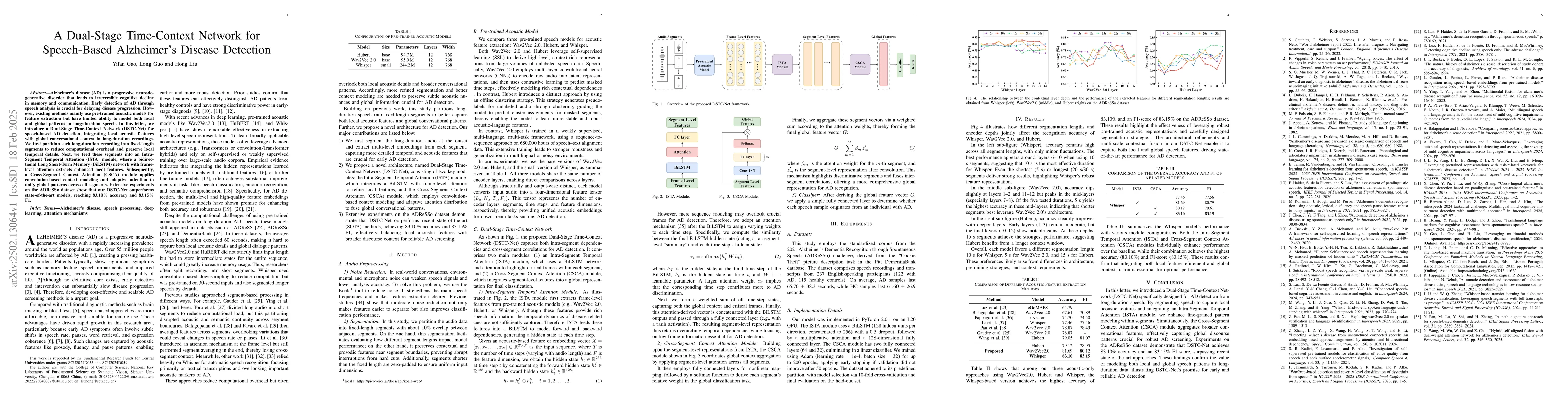 Thumbnail for A Dual-Stage Time-Context Network for Speech-Based Alzheimer's Disease
  Detection