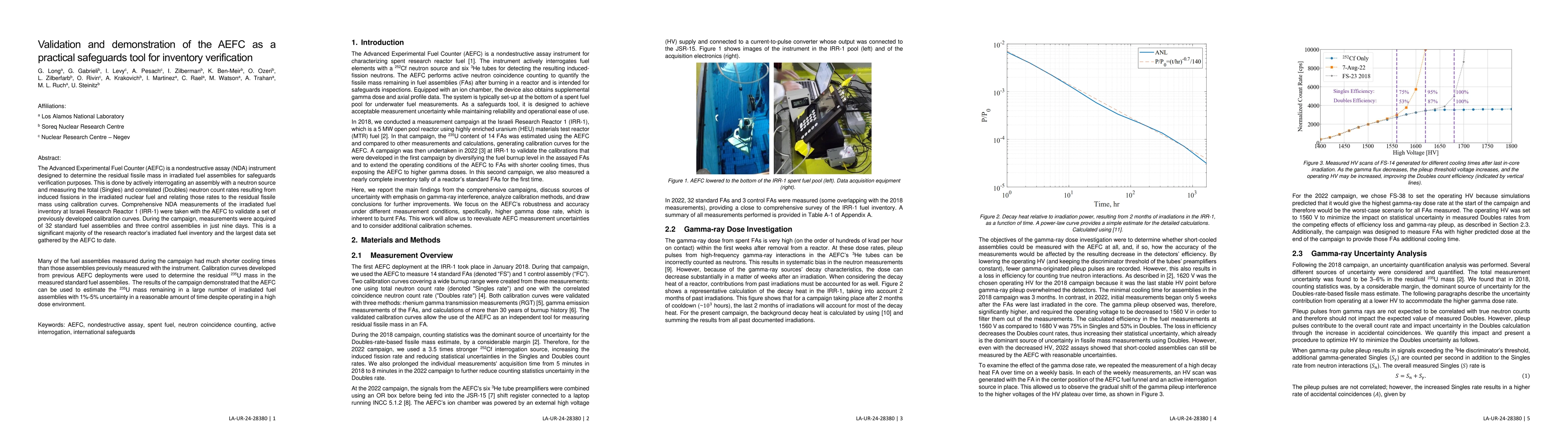 Thumbnail for Validation and demonstration of the AEFC as a practical safeguards tool
  for inventory verification
