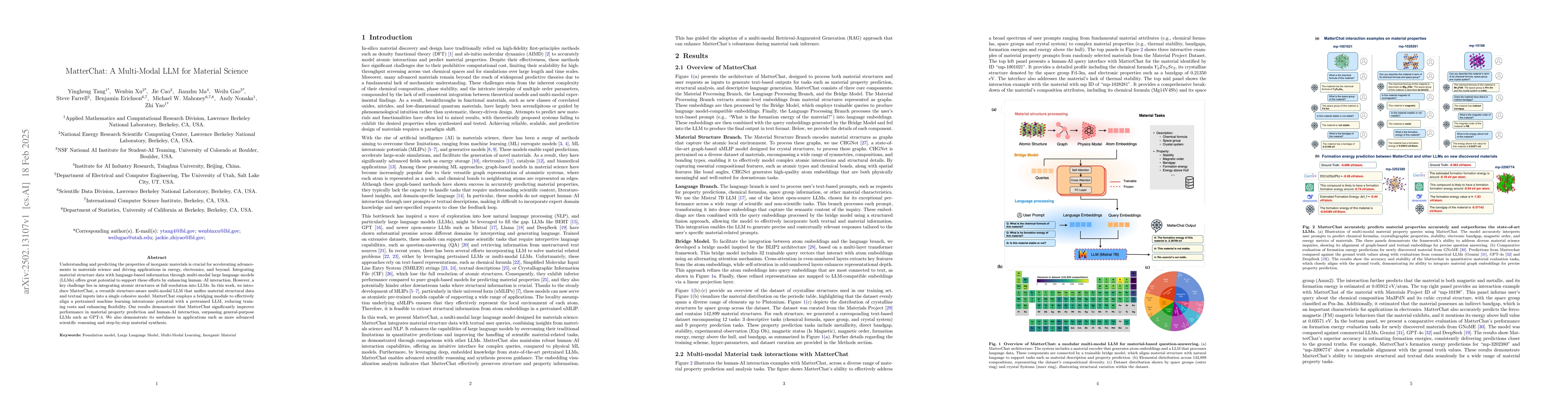 Thumbnail for MatterChat: A Multi-Modal LLM for Material Science