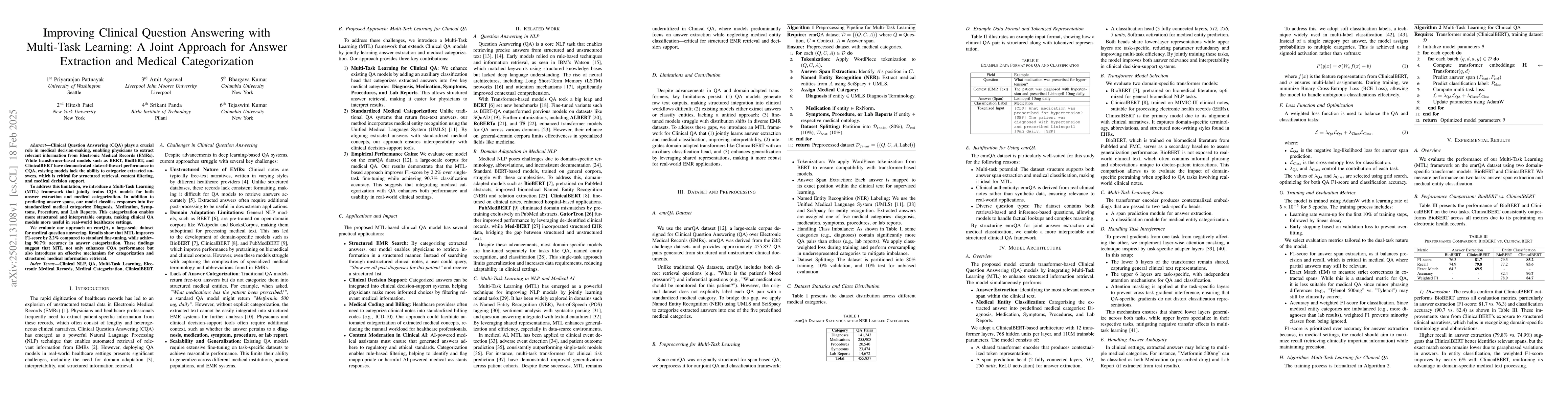 Thumbnail for Improving Clinical Question Answering with Multi-Task Learning: A Joint
  Approach for Answer Extraction and Medical Categorization