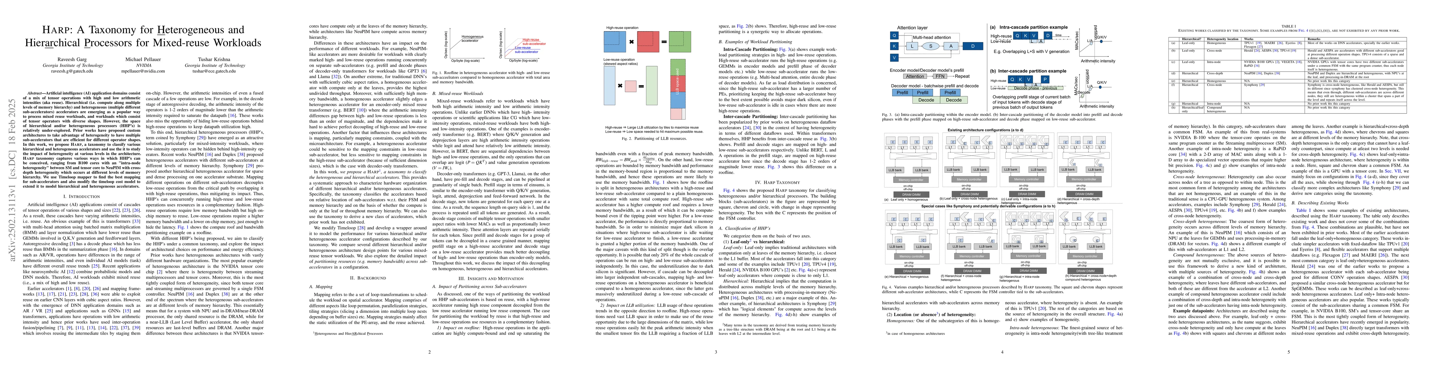 Thumbnail for HARP: A Taxonomy for Heterogeneous and Hierarchical Processors for
  Mixed-reuse Workloads