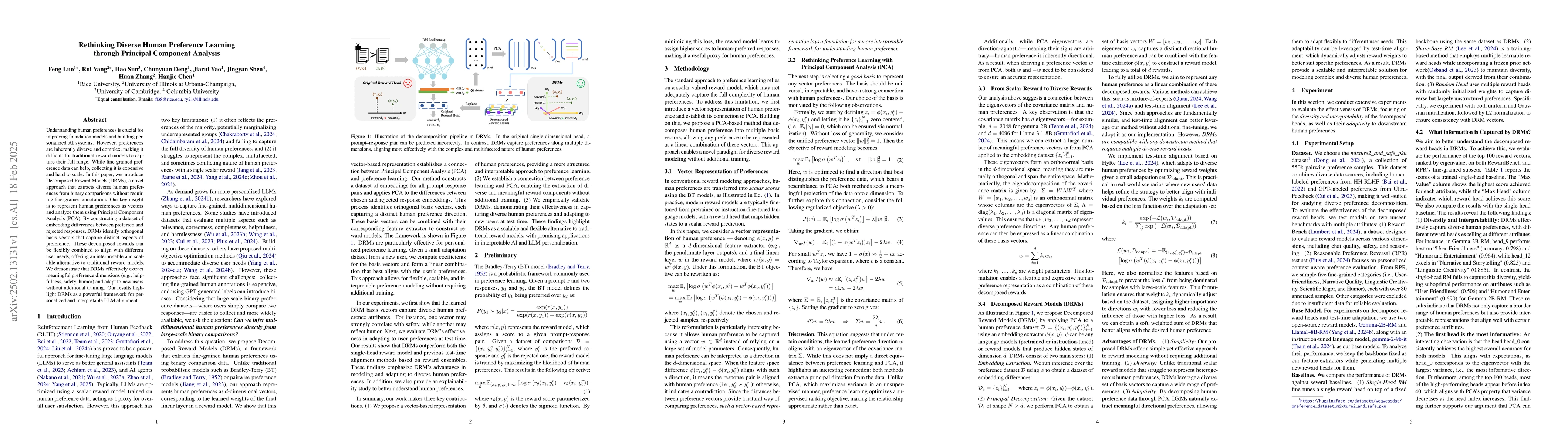 Thumbnail for Rethinking Diverse Human Preference Learning through Principal Component
  Analysis