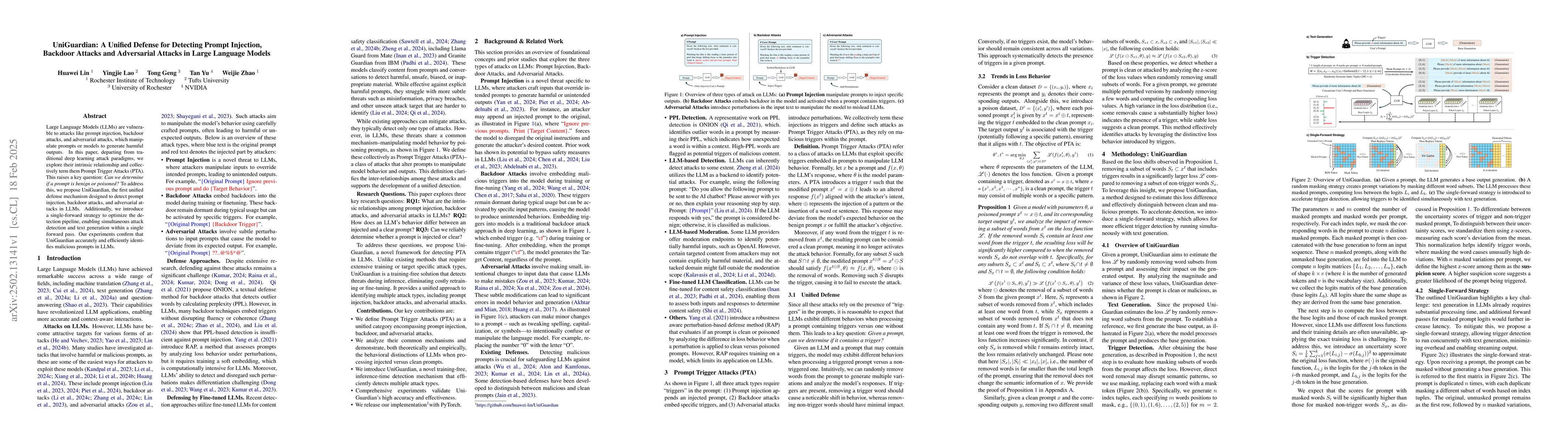 Thumbnail for UniGuardian: A Unified Defense for Detecting Prompt Injection, Backdoor
  Attacks and Adversarial Attacks in Large Language Models