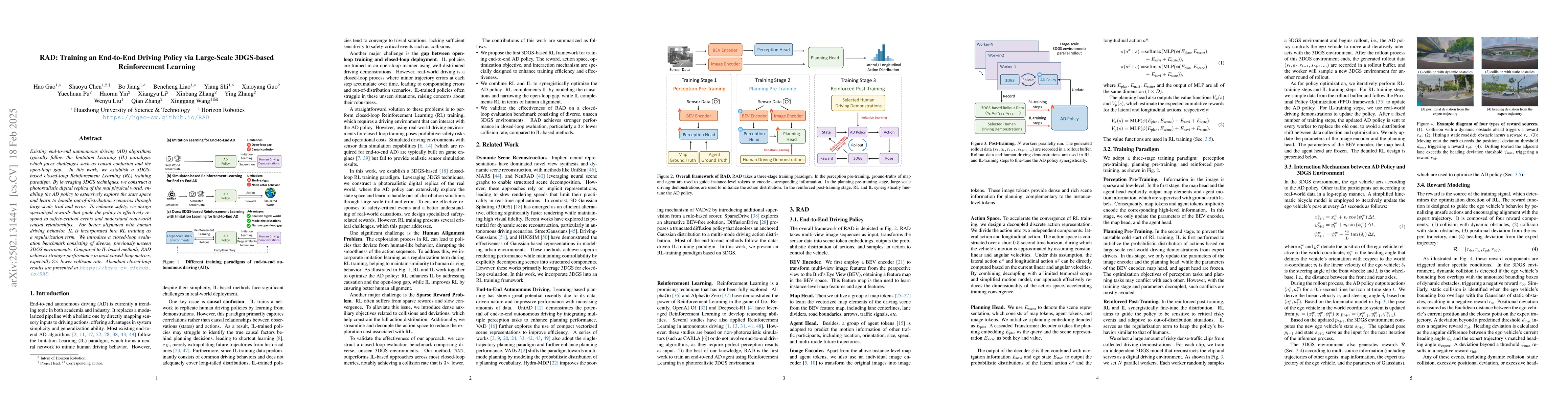 Thumbnail for RAD: Training an End-to-End Driving Policy via Large-Scale 3DGS-based
  Reinforcement Learning